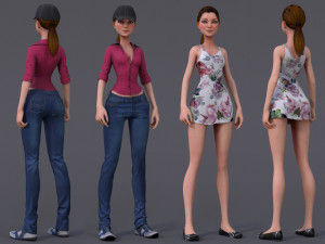 Kristen Cartoon Girl Outfit2 Model 3D