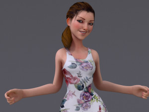 Kristen Cartoon Girl Outfit2 Model 3D