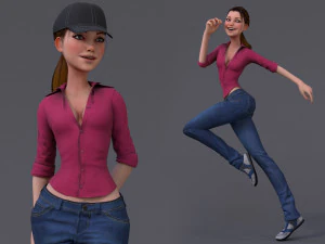 Kristen Cartoon Girl Outfit2 3D Model