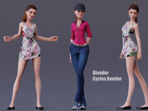 Kristen Cartoon Girl Outfit2 Model 3D