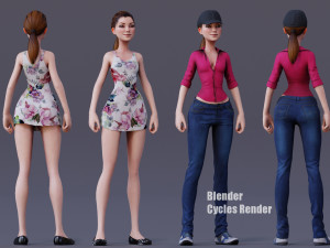 Kristen Cartoon Girl Outfit2 Model 3D