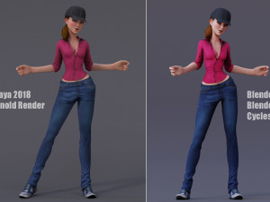 Kristen Cartoon Girl Outfit2 Model 3D