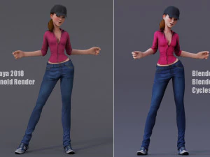 Kristen Cartoon Girl Outfit2 3D Model