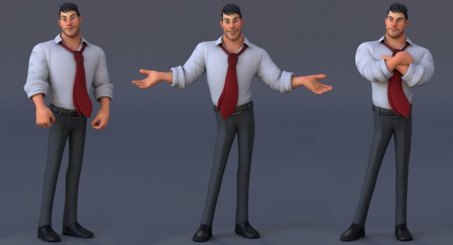 Corporate Man 3D Model .c4d .max .obj .3ds .fbx .stl .blend 