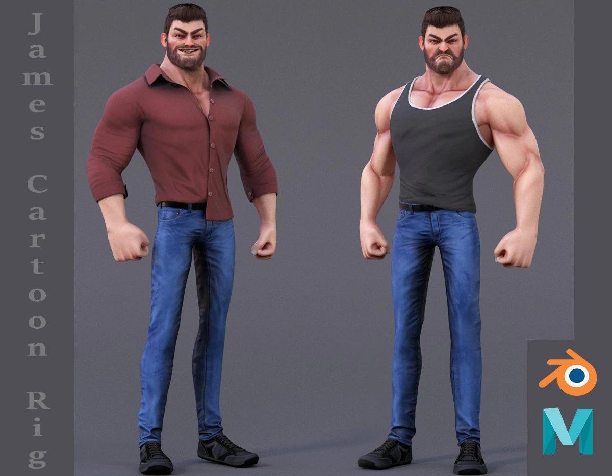 James Cartoon ManRig 3D Model .c4d .max .obj .3ds .fbx .stl .blend 