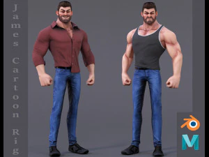 James dibujos animados ManRig Modelo 3D