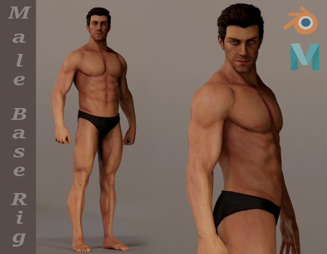 Male Base Complete Rig Modèle 3D .c4d .max .obj .3ds .fbx .stl .blend 
