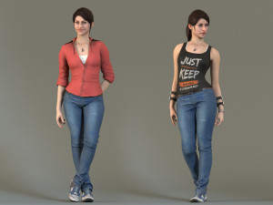 Female Base With Outfit Rig 3D-Modell