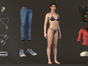 Female Base With Outfit Rig 3D-Modell