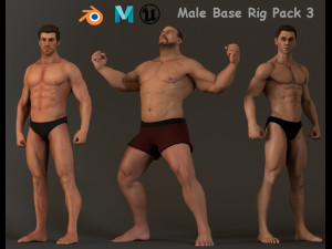 Male Base Three Rig Pack 3D Модель
