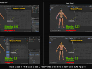Male Base Three Rig Pack 3D 모델
