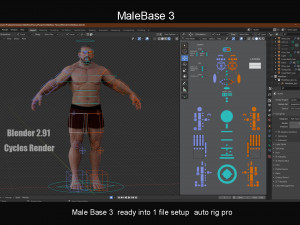 Male Base Three Rig Pack 3D 모델