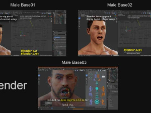 Male Base Three Rig Pack 3D Model