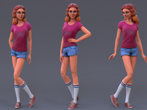 Cartoon Girl Rig 3D Model