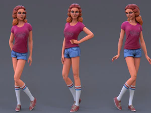 Cartoon Girl Rig 3D Model