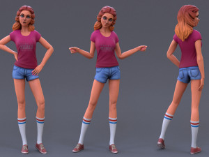 Cartoon Girl Rig 3D Model