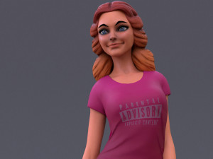 Cartoon Girl Rig 3D Model