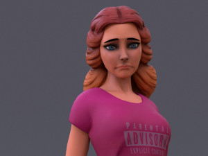 Cartoon Girl Rig 3D Model