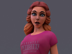 Cartoon Girl Rig 3D Model