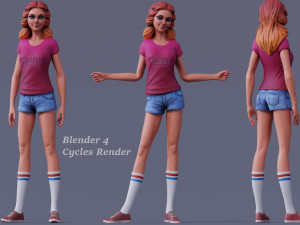 Cartoon Girl Rig 3D Model