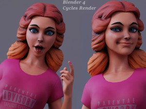 Cartoon Girl Rig 3D Model