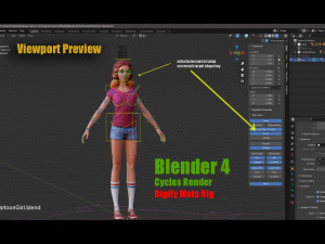 Cartoon Girl Rig 3D Model