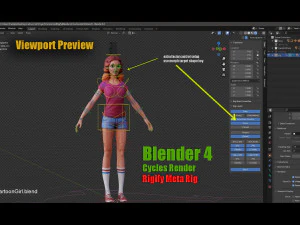 Cartoon Girl Rig 3D Model