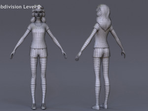 Cartoon Girl Rig 3D Model