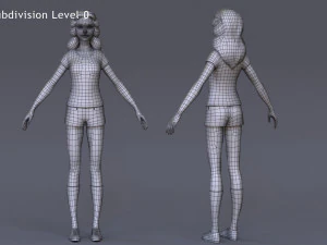 Cartoon Girl Rig 3D Model