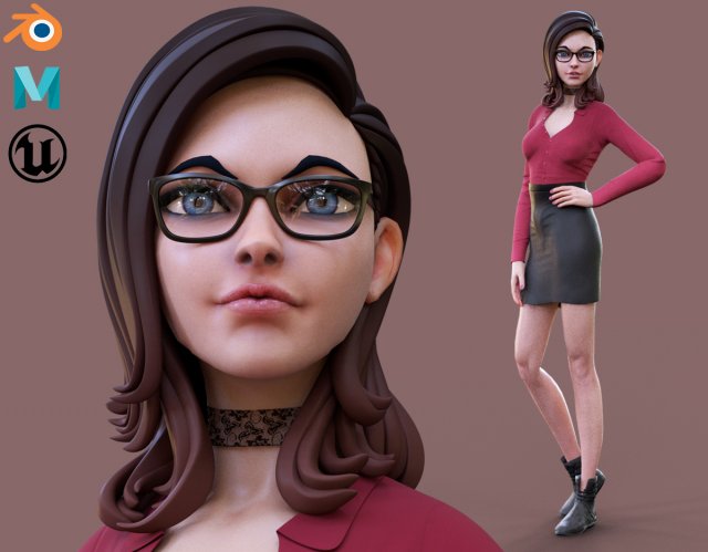 Cartoon Girl Rig Ver 2 Modelo 3D .c4d .max .obj .3ds .fbx .stl .blend 