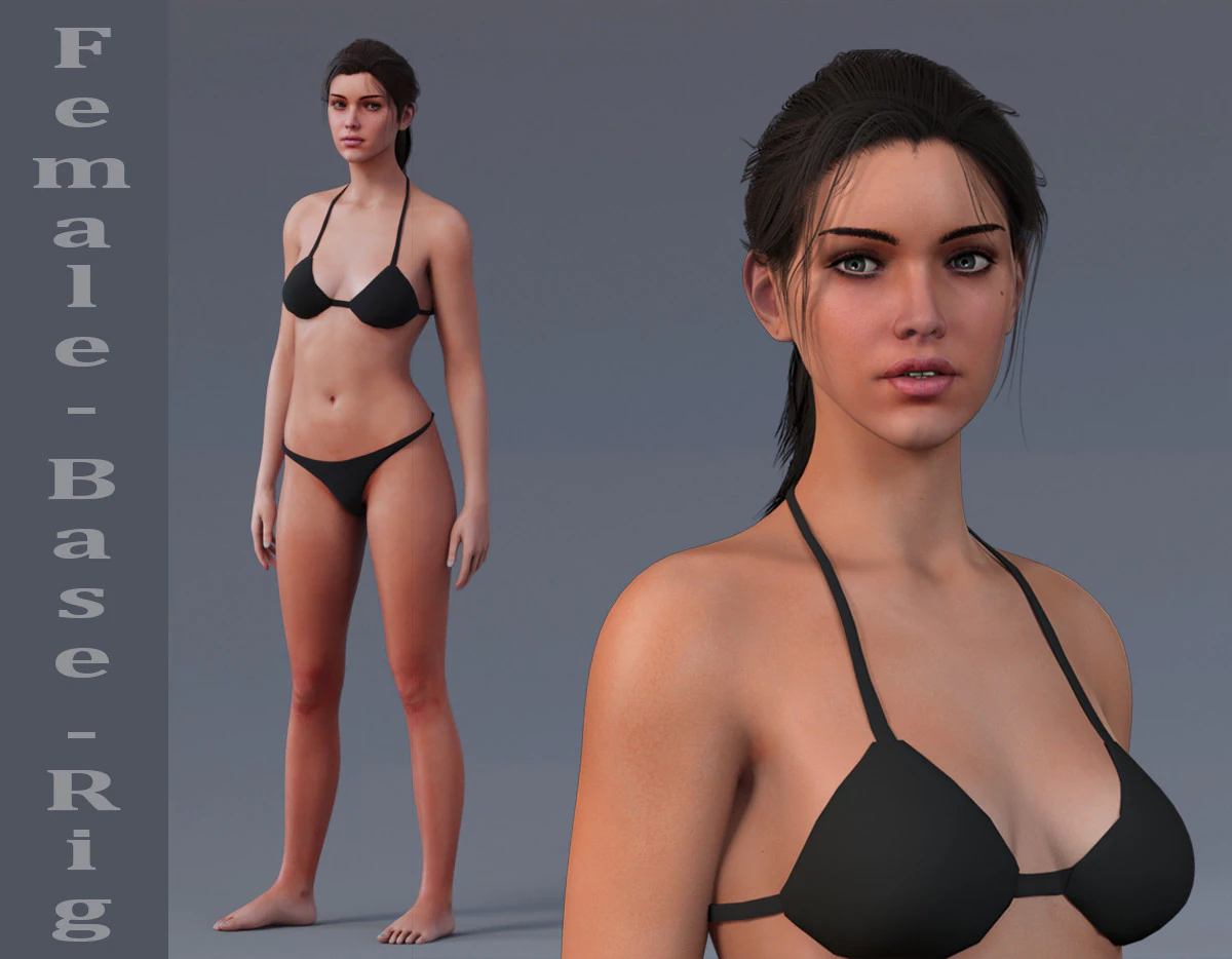 Female Base Rig 3D Model .c4d .max .obj .3ds .fbx .stl .blend