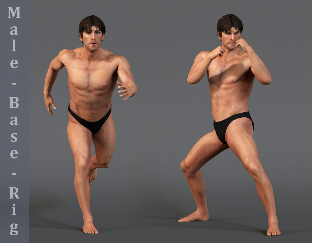Male Base Rig 3D Model .c4d .max .obj .3ds .fbx .stl .blend 