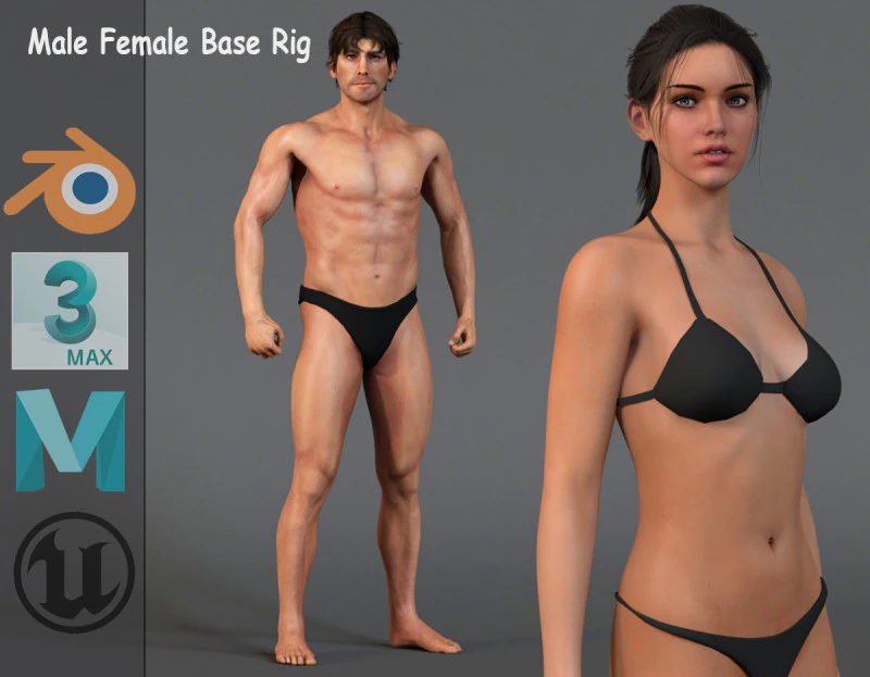 Equipamento Base Feminino Masculino Modelo 3D .c4d .max .obj .3ds .fbx .stl .blend 