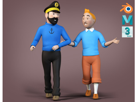 Tintin Haddock Rig 3D मॉडल
