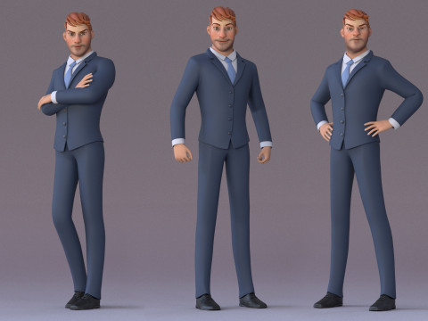 Andy Cartoon Guy Rig 3D मॉडल