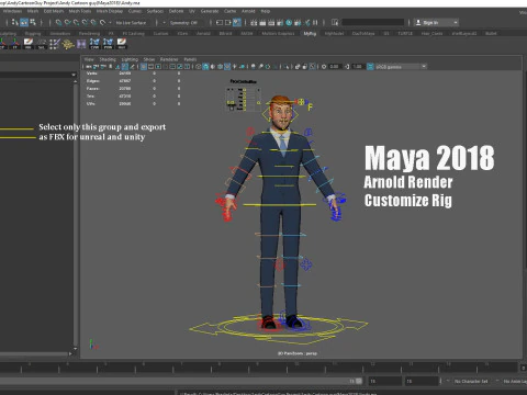 Andy Cartoon Guy Rig 3D Model