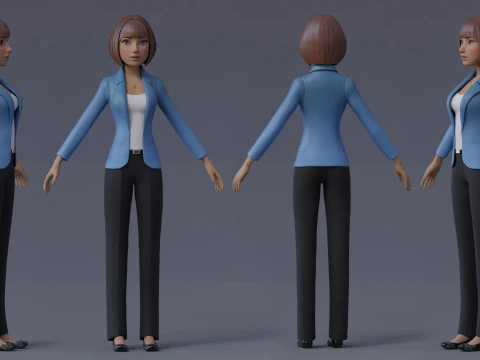 Anna Cartoon Girl Rig 3D Model