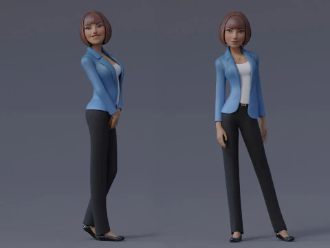 Anna Cartoon Girl Rig 3D Model