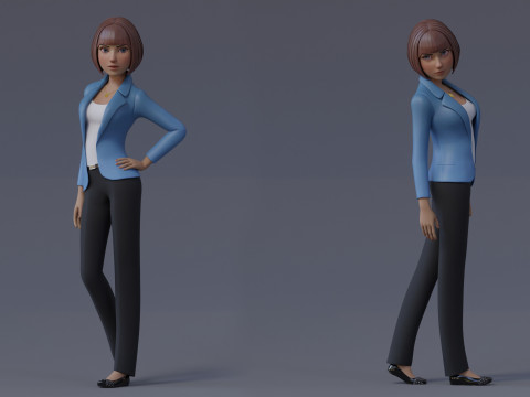 Anna Cartoon Girl Rig Modello 3D