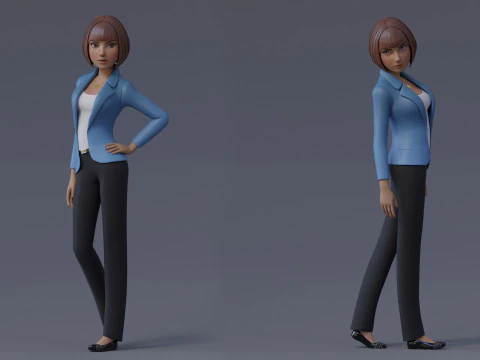 Anna Cartoon Girl Rig 3D Model