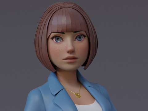 Anna Cartoon Girl Rig Modello 3D