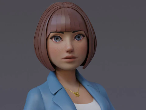 Anna Cartoon Girl Rig 3D Model
