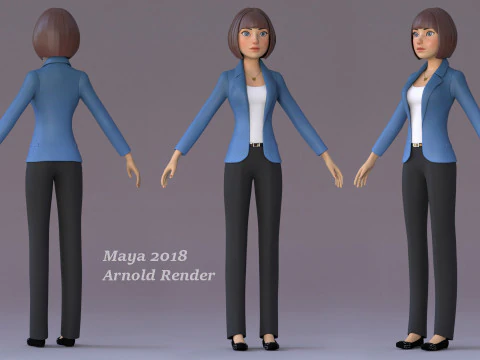 Anna Cartoon Girl Rig 3D Model