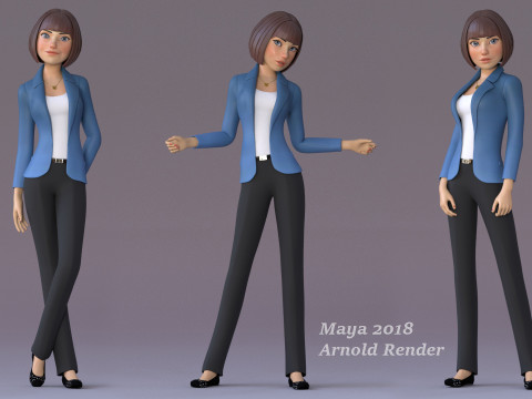 Anna Cartoon Girl Rig Modello 3D