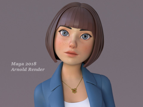 Anna Cartoon Girl Rig Modello 3D