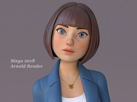 Anna Cartoon Girl Rig 3D Model