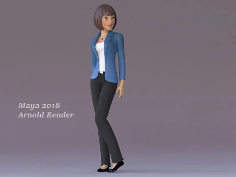 Anna Cartoon Girl Rig 3D Model