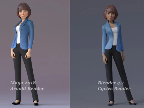 Anna Cartoon Girl Rig 3D Model
