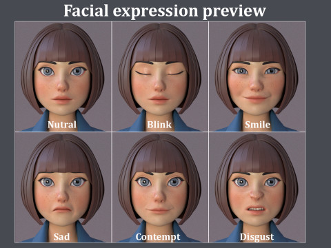 Anna Cartoon Girl Rig Modello 3D