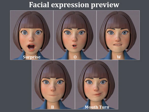Anna Cartoon Girl Rig 3D Model